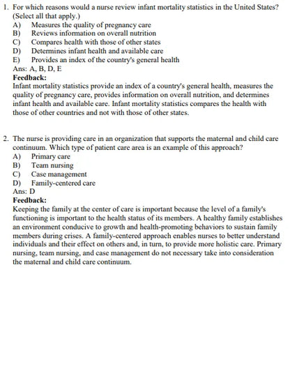 Maternal and Child Health Nursing 8th Edition Silbert-Flagg Test Bank.